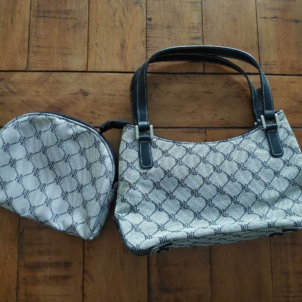 Ralph Lauren shoulder bag with matching makeup bag